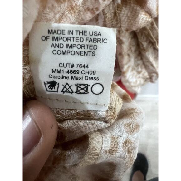 Tiered Maxi Dress Beige Brown Animal Print Sleeveless Casual Summer Beach - Picture 6 of 7